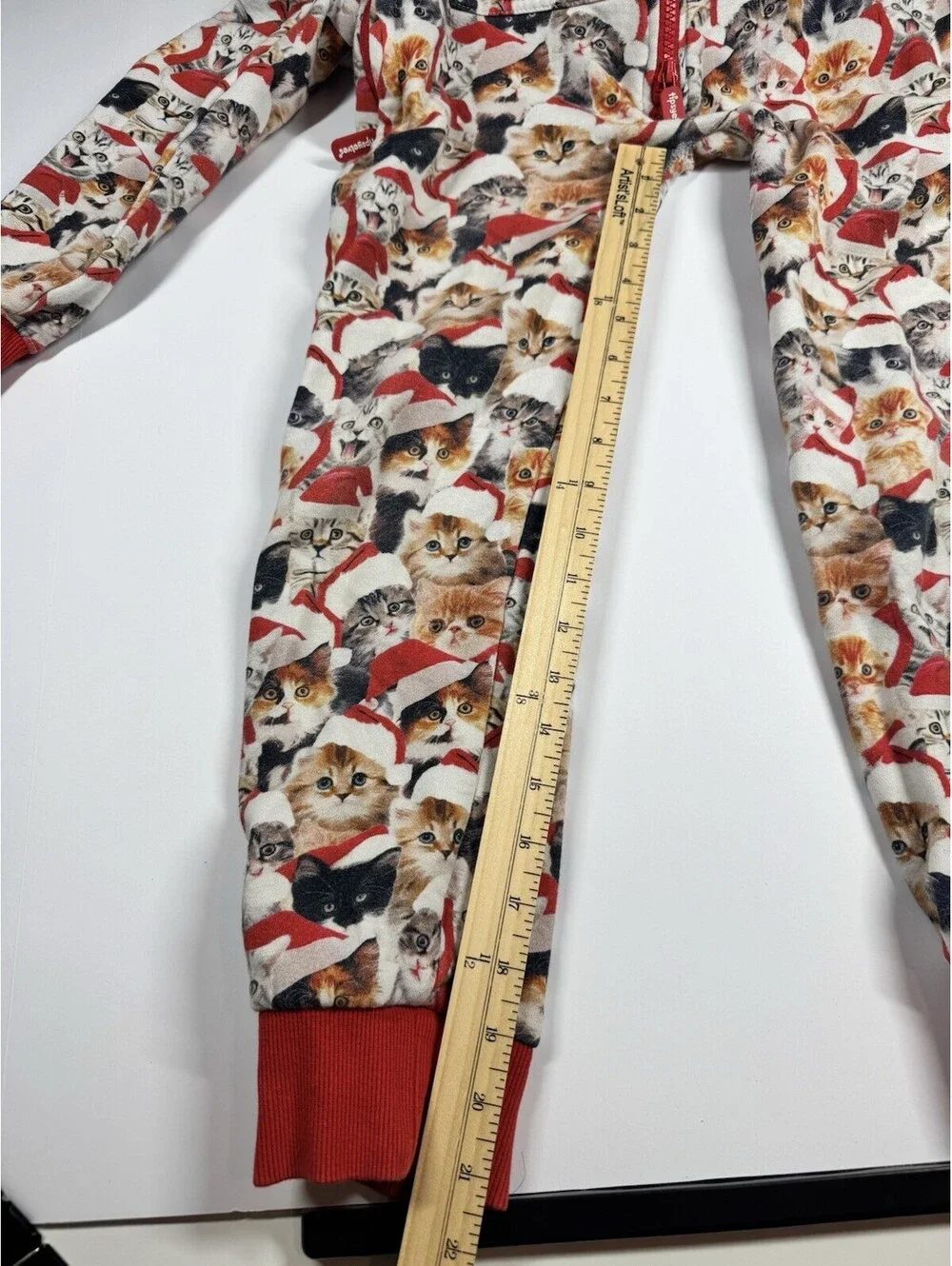 Tipsy Elves Meowy Catmus One Piece JR Lg Unisex Print Cats Hooded W/Pockets Xmas